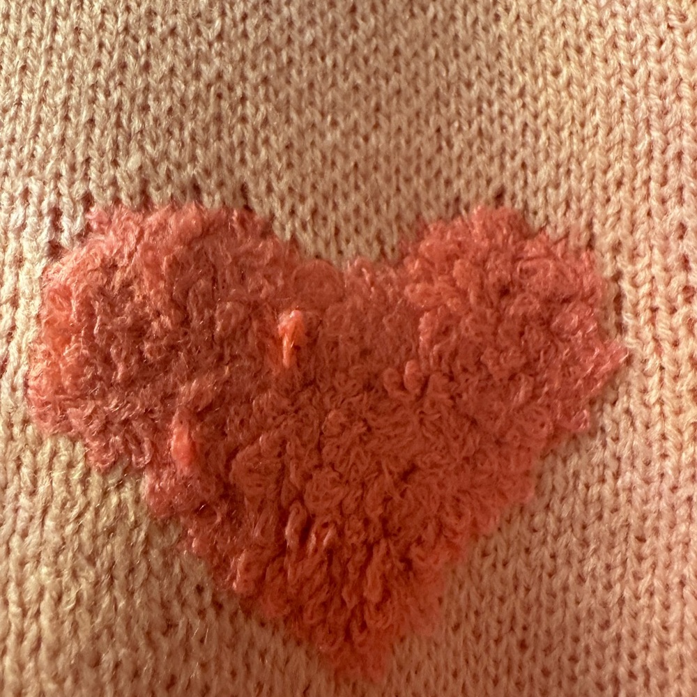 NWOT Pink Heart Pattern Sweater - Picture 3 of 5